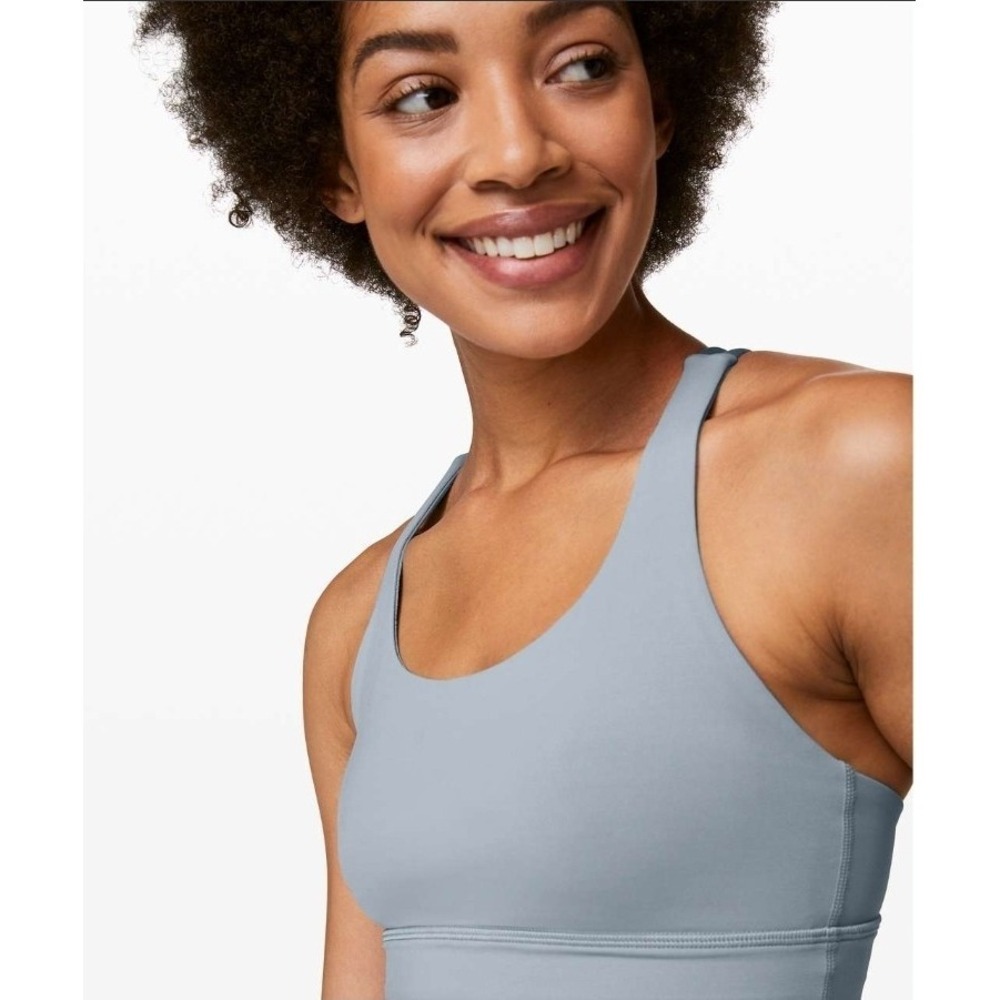 Lululemon Energy Bra Longline Sz 6 Gray No Pads Chambray Solar Gray